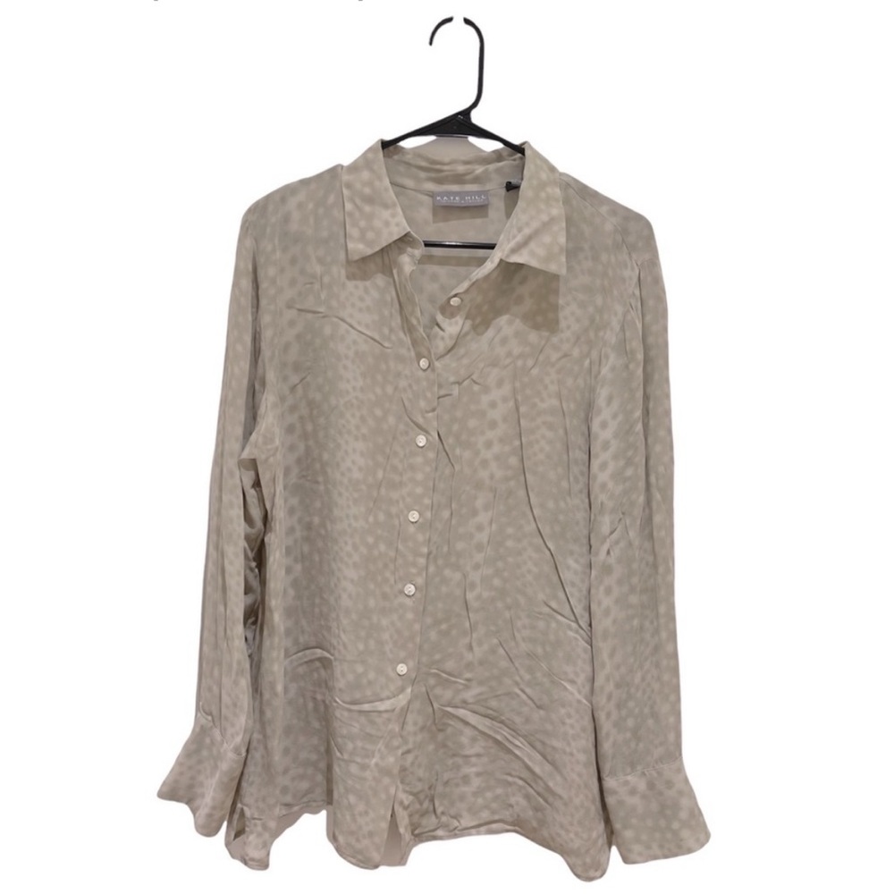 Mink pink white sweater with gold polkadots crew neck size large